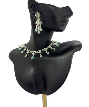 Women's Premium American Diamond studded necklace and earrings set