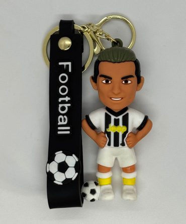 Cristiano Ronaldo cartoon character keychain featuring him in his Juventus football kit
