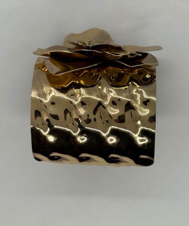 Decorative floral cuff bracelet similar to hammered gold camellia styles