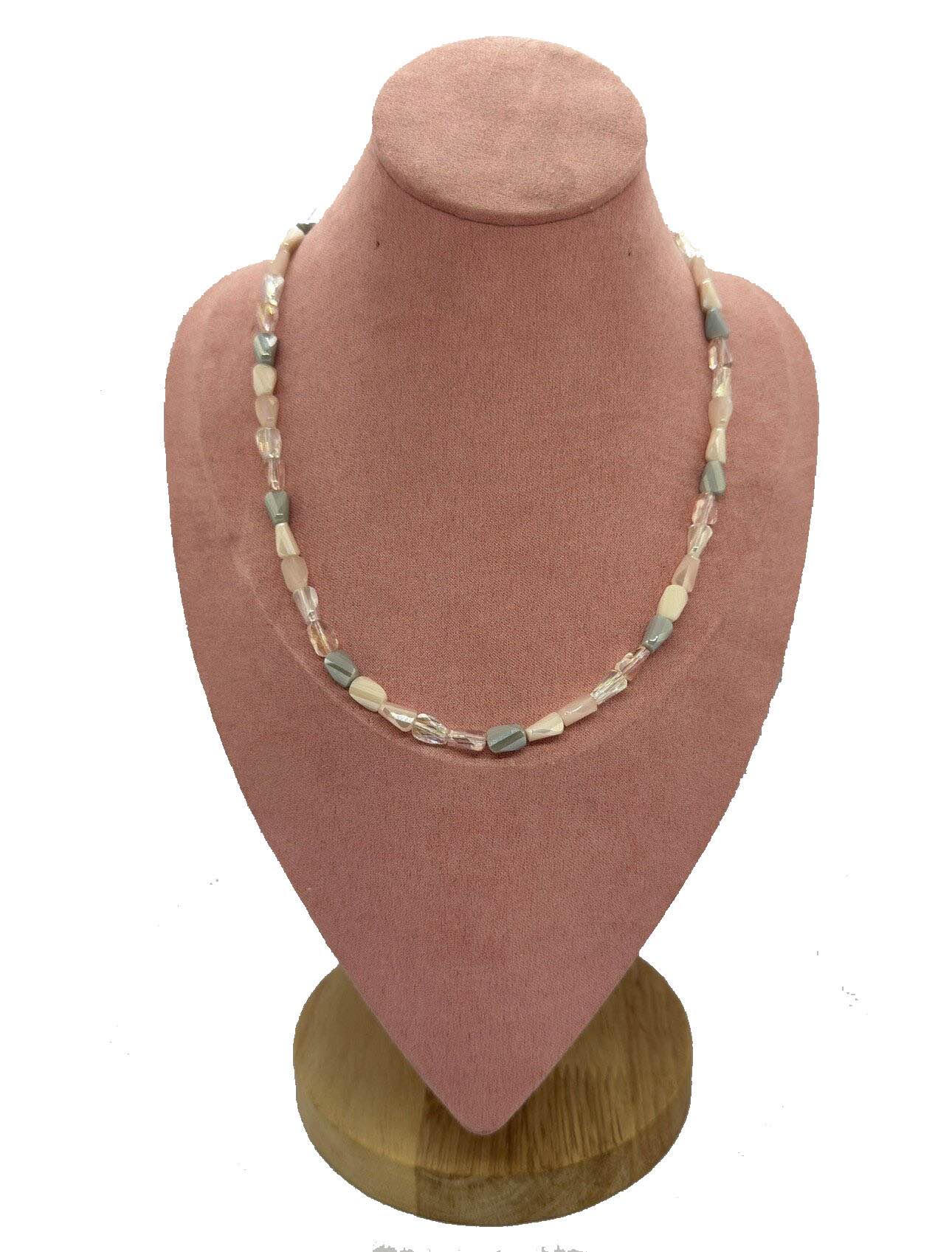 Mixed gemstone beaded necklace featuring a variety of soothing