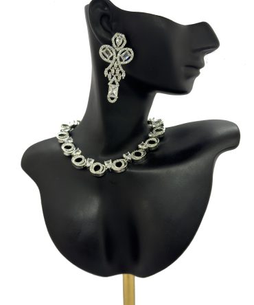 Women's American Diamond studded necklace and earrings set